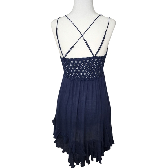 Free People One Adella Slip Navy Blue Dress Size Medium - Picture 5 of 9